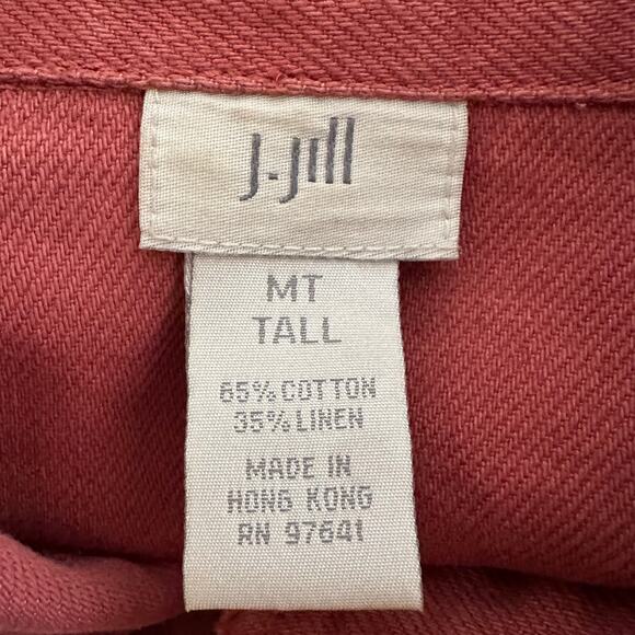 J.Jill Women Rust Color Linen Blend Button Front Denim Jacket Size MT - Picture 4 of 7